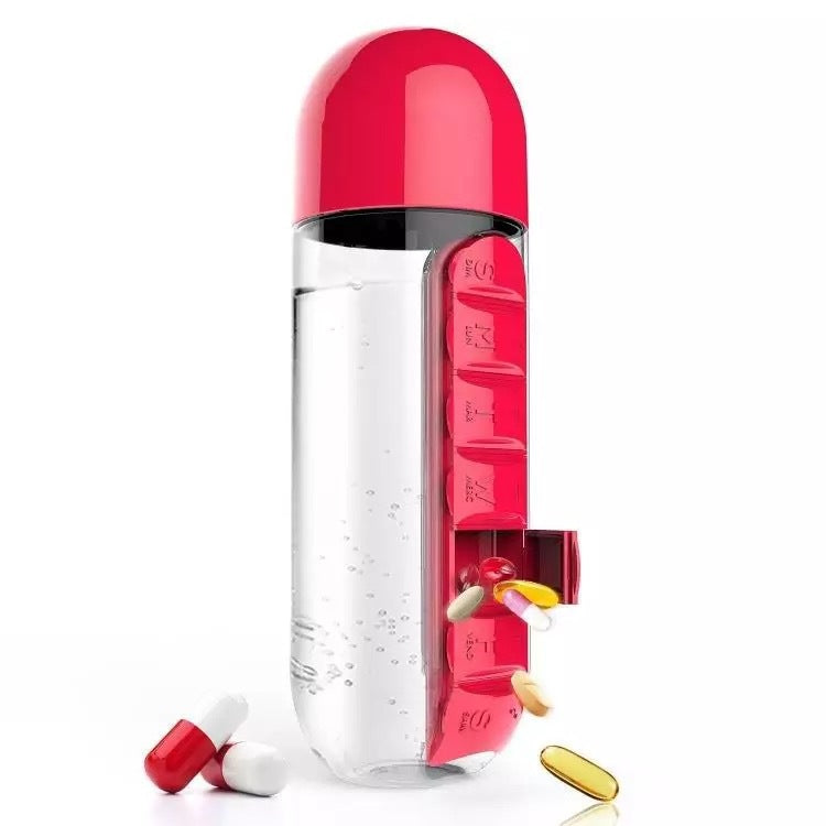 FREE SHIPPING!! New Design 2 in 1 Water Bottle with 7 day Pill box