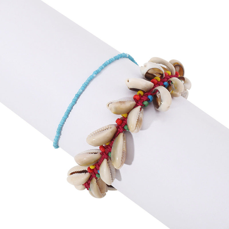 FREE SHIPPING!! New European and American Bohemian Handmade Beaded Anklet Summer Vacation Ocean Shell Braided Foot Decoration