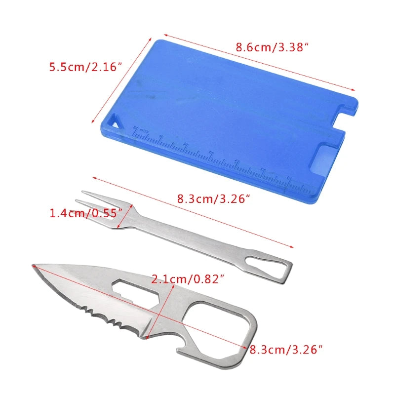 FREE SHIPPING!! Portable Barbecue Knife Fork Card Kits Safety First Aids Outdoor Multifunctional Tool Set Camping Survival Equipment