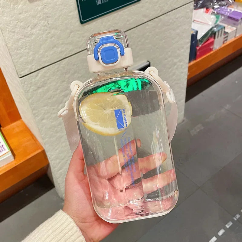 FREE SHIPPING!! Flat Square Transparent Water Bottle