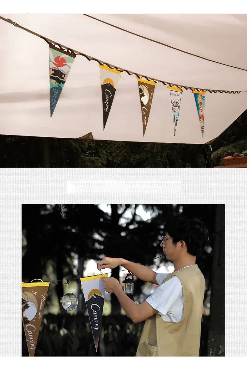 FREE SHIPPING!!! Outdoor camp flag Felt pennant camping equipment camping tent atmosphere flag decoration scene layout triangular bunting