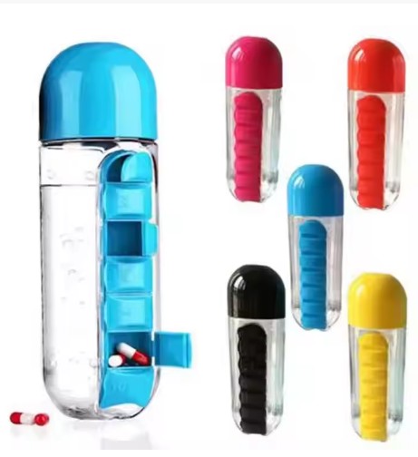 FREE SHIPPING!! New Design 2 in 1 Water Bottle with 7 day Pill box