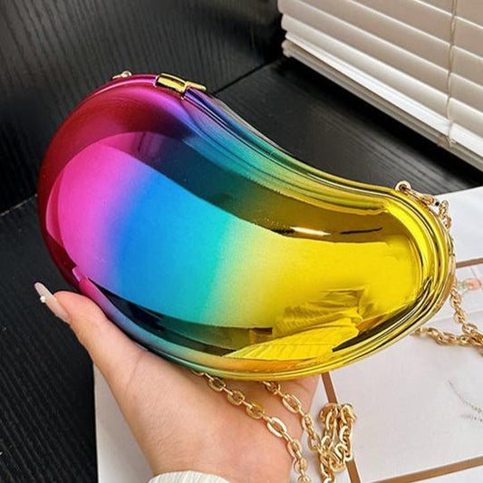 FREE SHIPPING!! 2024 new summer mango bag acrylic mirror electroplating cross - border fashion trend evening bag crossbody bag - Concept Accessories