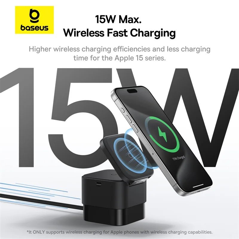 FREE SHIPPING!! Baseus 2 in 1 25W Magnetic Wireless Charger Stand 15W Fast Wireless Charging Desktop Dock Station For iPhone16 15 14 13 Airpod - Concept Accessories