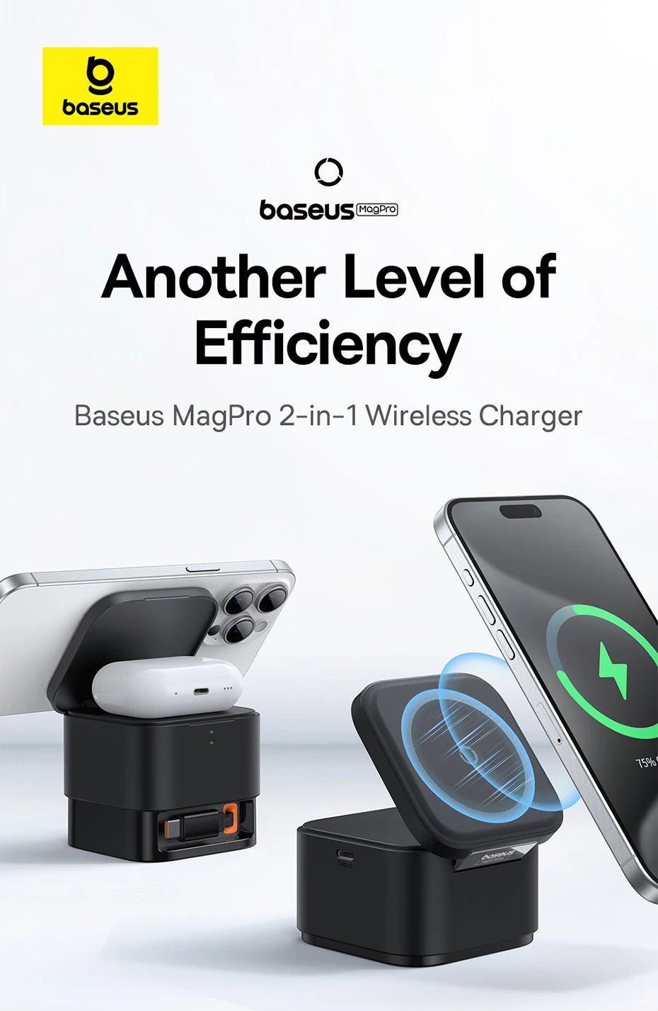 FREE SHIPPING!! Baseus 2 in 1 25W Magnetic Wireless Charger Stand 15W Fast Wireless Charging Desktop Dock Station For iPhone16 15 14 13 Airpod - Concept Accessories