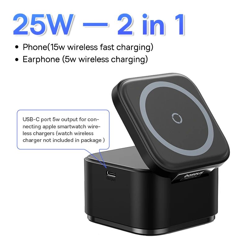 FREE SHIPPING!! Baseus 2 in 1 25W Magnetic Wireless Charger Stand 15W Fast Wireless Charging Desktop Dock Station For iPhone16 15 14 13 Airpod - Concept Accessories