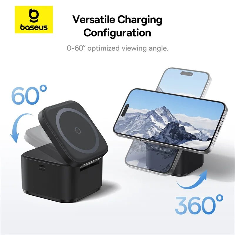 FREE SHIPPING!! Baseus 2 in 1 25W Magnetic Wireless Charger Stand 15W Fast Wireless Charging Desktop Dock Station For iPhone16 15 14 13 Airpod - Concept Accessories