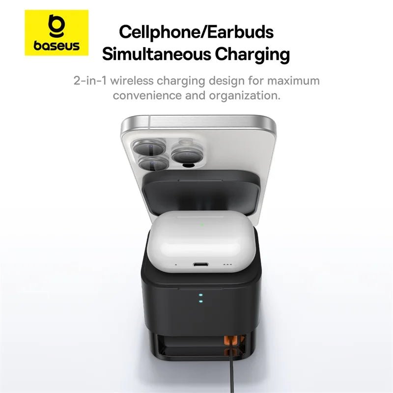 FREE SHIPPING!! Baseus 2 in 1 25W Magnetic Wireless Charger Stand 15W Fast Wireless Charging Desktop Dock Station For iPhone16 15 14 13 Airpod - Concept Accessories